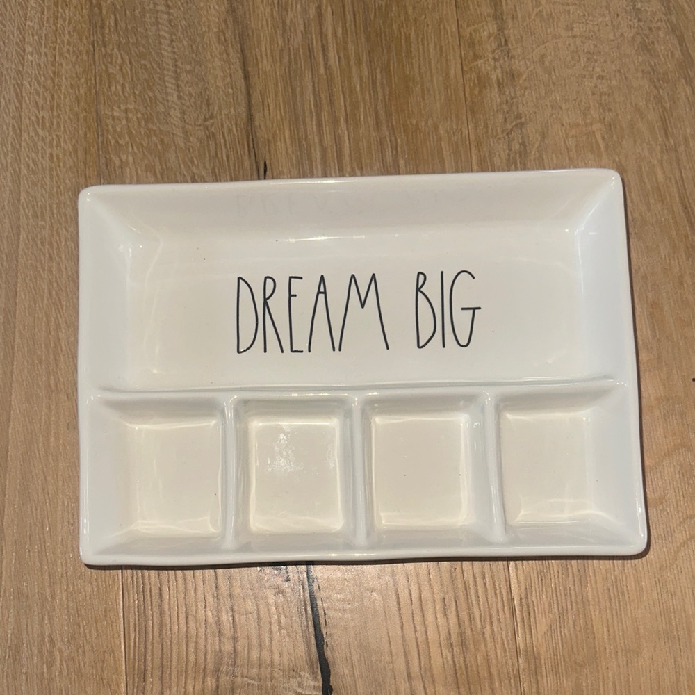 Rae Dunn Off White Ceramic Tray with 'Dream Big' Text